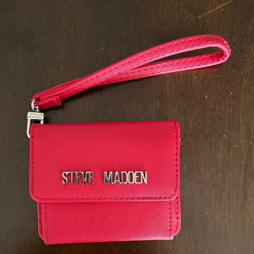 Steve Madden Red Wristlet Wallet with Silver Accents
